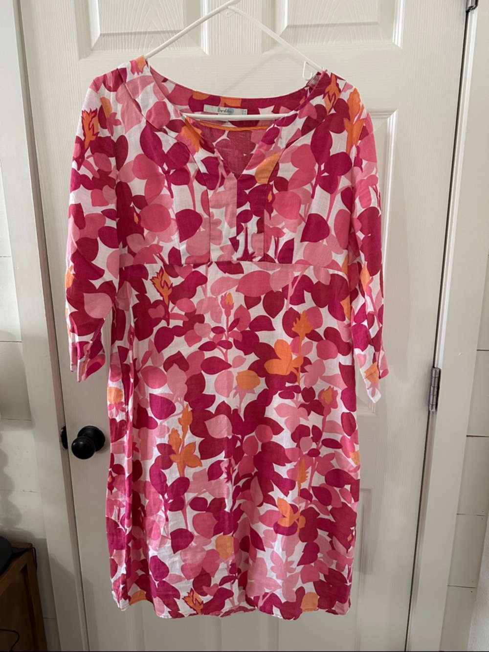 8L (tall) Boden Pink + Orange Floral Linen Dress